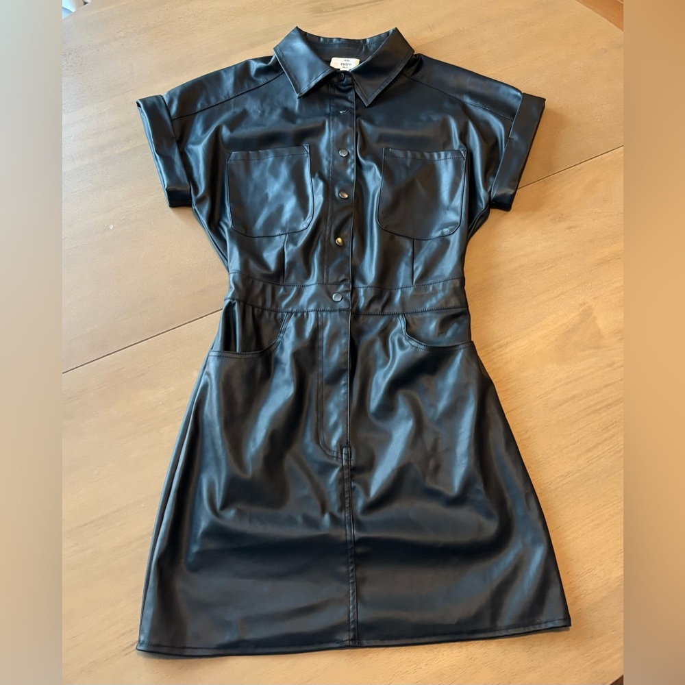 Black Faux Leather Dress